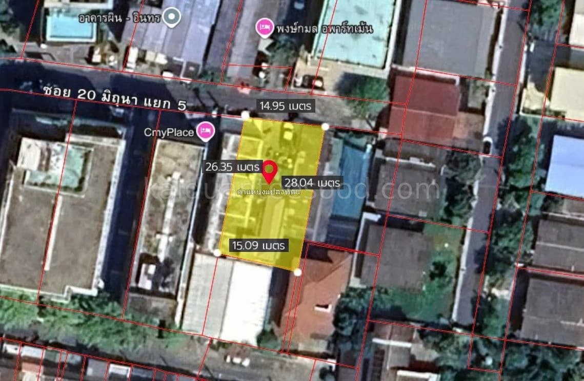 Three-story apartment building for sale in Huai Khwang area, 100 sq.wah, Soi 20 Mithuna, Intersection 5. 4