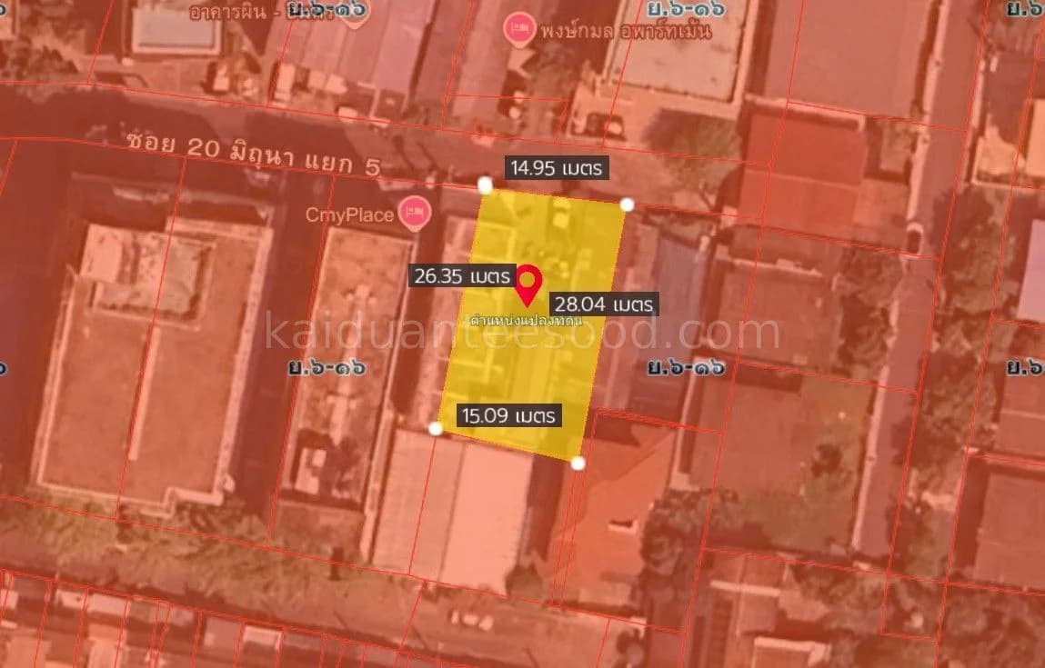 Three-story apartment building for sale in Huai Khwang area, 100 sq.wah, Soi 20 Mithuna, Intersection 5. 5